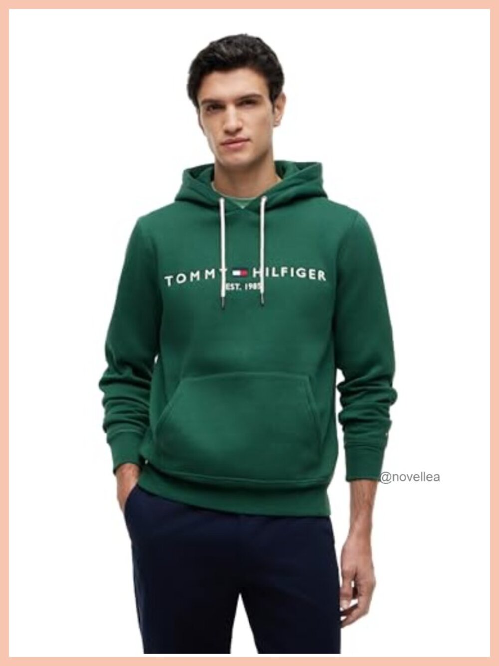 Men's Fleece Pullover Hoodie Embroidered Logo Ribbed Cuff Drawstring